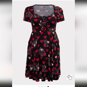SALE Disney Villains Queen of Hearts Black Lace-Up Skater Dress